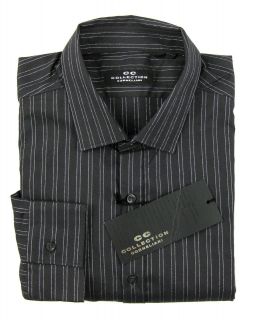 New CORNELIANI CC Collection Black Silver Stripe Dress Shirt 41 16 NWT 