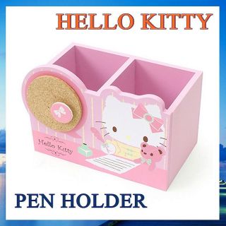   Kitty Wood Pen Holder Desk Accessory Pencil Case Stationery Teddy