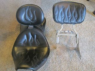 Corbin Flame Saddle Seat and Harley Passenger Backrest w/ matching 