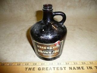 Hiram Walker LITTLE BROWN JUG ?? w/ Bourbon straight whiskey old 