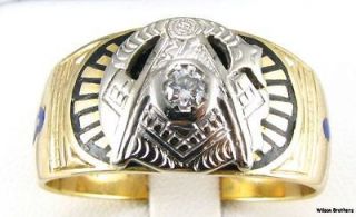   Diamond Multi Symbol Masonic Band   14k Solid Gold Ring Vintage Masons