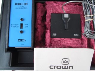 Crown Pressure Zone Microphone PZM 6LP & PA 18 Active Power Supply 