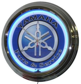 YAMAHA PARTS & SERVICE CLASSIC SUPER SIZE 17 INCH NEON CLOCK   FREE 