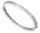 Sterling Silver Clear Cubic Zirconia Square Channel Set Bangle 15.48 