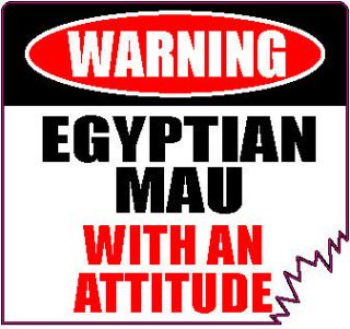 WARNING EGYPTIAN MAU WITH AN ATTITUDE 4 DIE CUT CAT FELINE STICKER