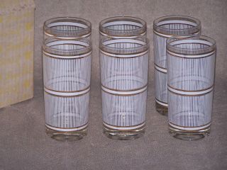 Georges Briard 6 NIB Vintage Romano Stripe High Ball Tumblers