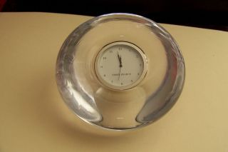   Pearce Art Glass Crystal Paperweight / Desk Clock, Unsigned, 4.75D