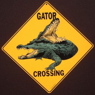 GATOR CROSSING Sign art picture alligator print decor
