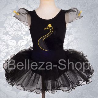 Swan Ballet Tutu Dance Costume Fancy Party Dress Girl Black Size 2T 3T 