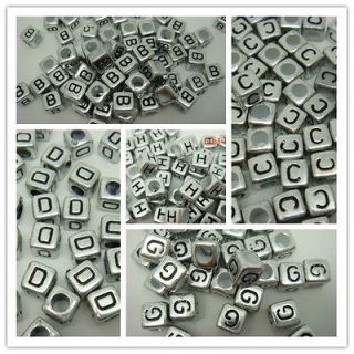   6mm Cube Acrylic Plastic Alphabet Letter Charm spacer Beads BSB3 G