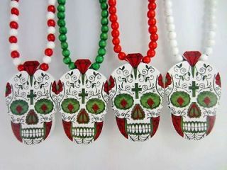   Quality Hip Hop skull Pendants Wood Rosary Bead Necklaces 36 1pcs
