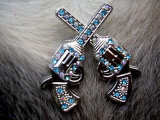 SILVER TURQUOISE CRYSTALS CROSS GUN CONCHOS HEADSTALL SADDLE TACK 