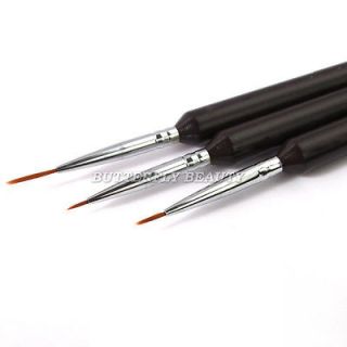 3x Tiny Acrylic Nail Art Drawing Painting Pen Brush H11