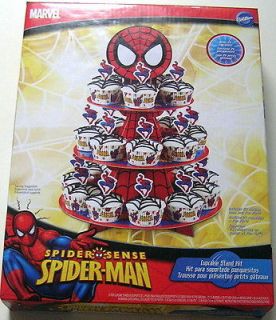 Wilton Marvel Spiderman Cupcake Stand Kit 24 baking cups/24 Fun pix