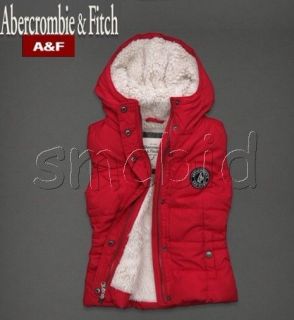 New*Abercrombie & Fitch Womens Shannon Fur Lined Hoodie Vest Jacket 
