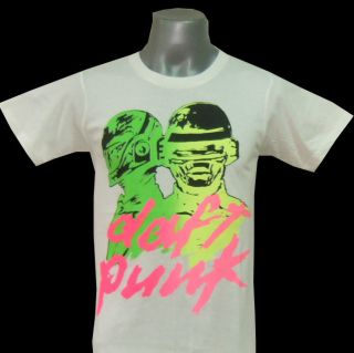 Daft Punk White Tee T Shirts T Shirt Size S,M, L