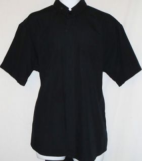 17 SS Vtg Friar Tuck Clergy Dress Shirt Solid Black Priest Reverend 