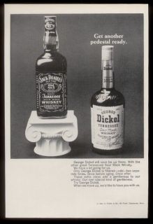 1969 George Dickel whiskey vs Jack Daniels 2 bottle & pedestal photo 
