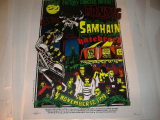 DANZIG SAMHAIN Hatebreed Rare 1999 Silk Screen Concert Poster Munsters 