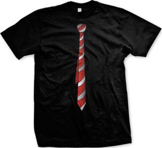 Fake Red And White Stripe Tie Design Funny Hilarious Delinquent Mens 