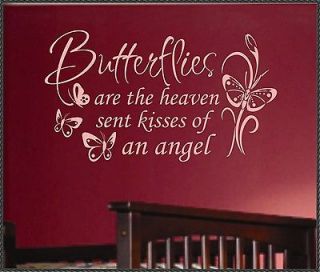 Vinyl Wall Lettering Nursery Quotes Butterflies are Kisses Decal