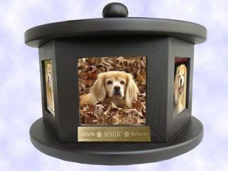 PHOTO ROTATING PET CREMATION URN   FREE ENGRAVING   UP TO 100 LBS 