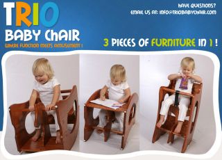 NEW 3 in 1 TRIO CHAIR   HIGH CHAIR, ROCKING HORSE, CHILD DESK COMBO 