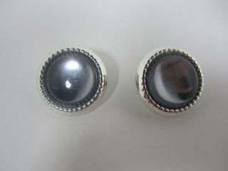 Silver w/ Charcoal Pearl Clip On Fashion Earrings One Dollar Jewelry