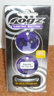 ROGZ LIMITED EDITION PURPLE PAW FASHION ID DOG TAG FOR DOGGIES OR CATS 