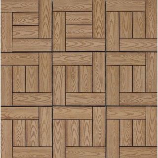   12 x 12 Interlocking Wood Grain Deck Tiles in Teak 10074880