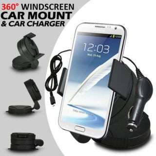 360° WINDSCREEN MINI CAR MOUNT HOLDER & CAR CHARGER FOR VARIOUS 