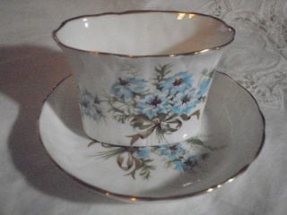 Aynsley Bone China Cigarette / Tooth Pick Holder & Dish Blue Floral 