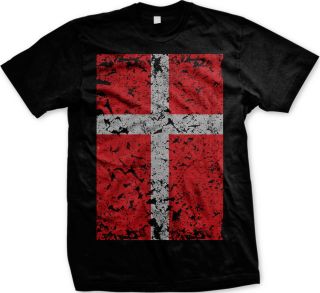 Denmark Faded Flag Womens Ladies T Shirt Olympic Game Danish Football 