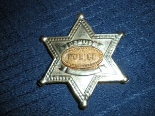 Extremely Rare Tin copper deputy Police badge toy 1950s 6 point 