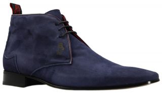 Jeffery West Muse Dark Blue Suede Lace Up Boots