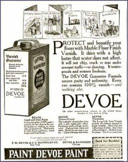 1916 Advertisement for Devoe Paint Co Marble Floor Finishes