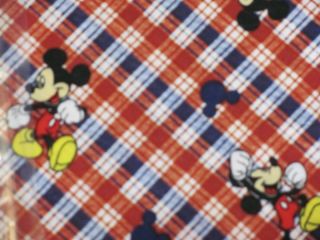 BTY MICKEY MOUSE RED PLAID DIAGONAL COTTON FABRIC 43