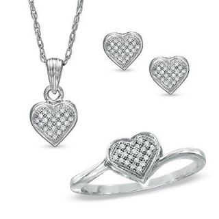 ct Natural Diamond Sterling Silver Heart Shaped Ring Pendant 