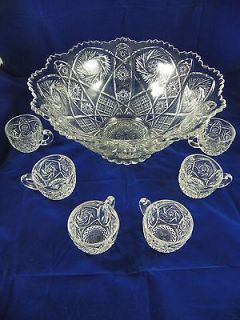 Crystal Punchbowl with 12 Cups