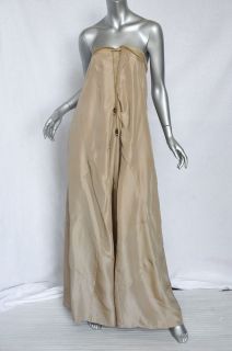 DIANE VON FURSTENBERG Taupe Silky Long Halter/Straple​ss Maxi Dress 