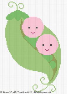   Patterns   2 (TWO) PEAS IN THE POD Twin Baby Afghan Pattern *EASY