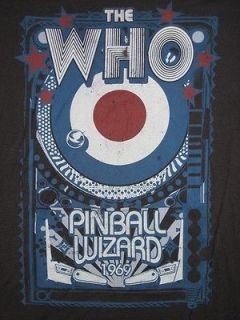 The Who PINBALL WIZARD 1969 T Shirt Mens Black NWOT