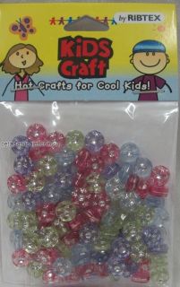 20g Bead Mix Of 100+ Acrylic Beads Coloured With Silver Stars For 
