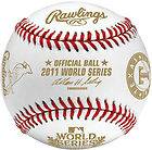   2011 WORLD SERIES DUELING LOGOS BASEBALL IN DOMED DISPLAY CASE