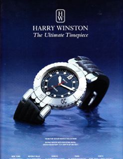 HARRY WINSTON wrist watch Magazine Print Advertisement   Diving Watch