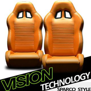   Orange Sport Racing Bucket Seats+Sliders Dodge/Plymouth (Fits Dodge