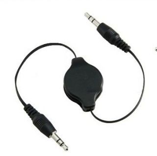 Black Retractable 3.5mm AUX Auxiliary Cable Cord FOR  Car