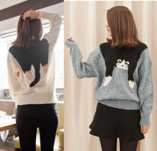   lovely cat Loose Knitwear Sweater Jumper Top UK/AU size for 8 10 12