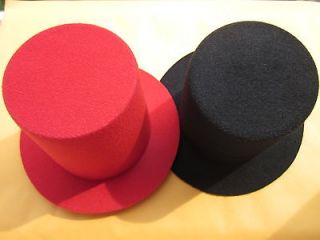 Mini Top Tall Hat Fascinator Base Alligator Clips Black and Red