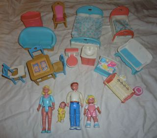 Fisher Price Dream Dollhouse FURNITURE AND PEOPLE Lot